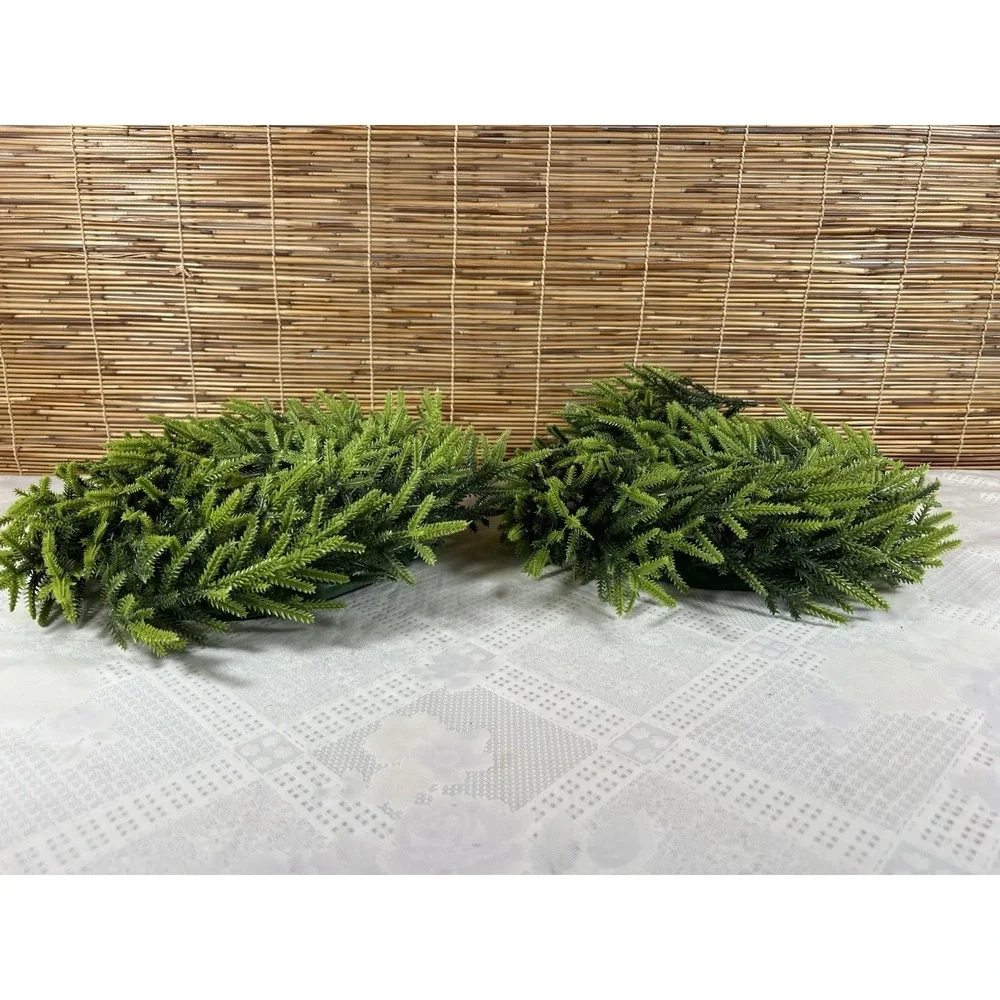 Set of 2 Artificial Green Pine Wreaths 14